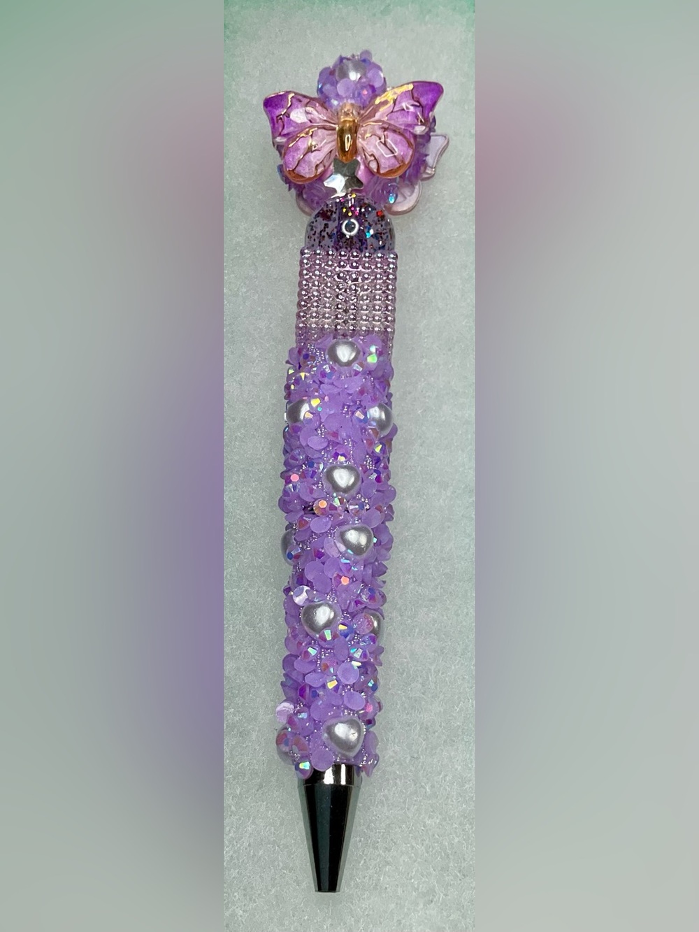Hand Crafted Lavender Butterfly Crystal Ballpoint Pen